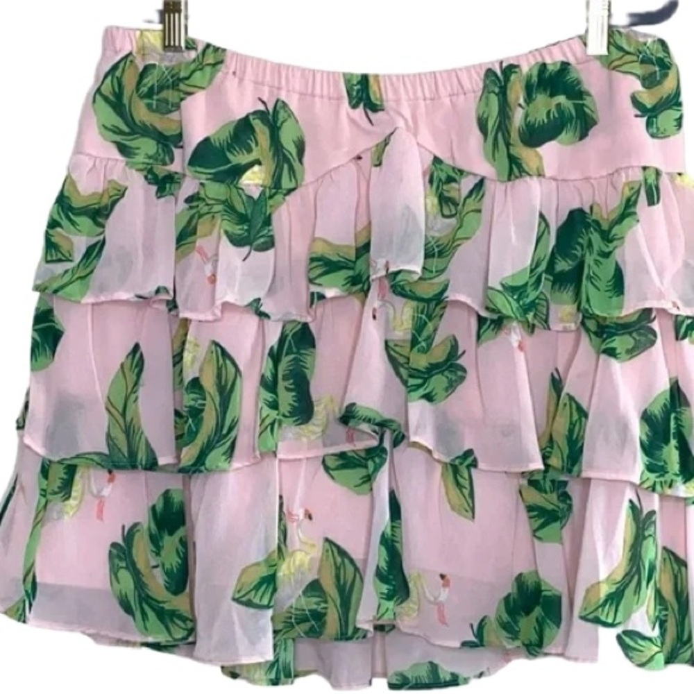 Floral & Pink Flamingo Tiered Ruffle Skirt - Picture 2 of 2